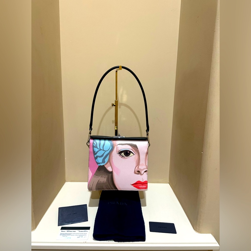 Borse Prada In Pelle Multicolore-Prada Face Printed Saffiano Shoulder Bag